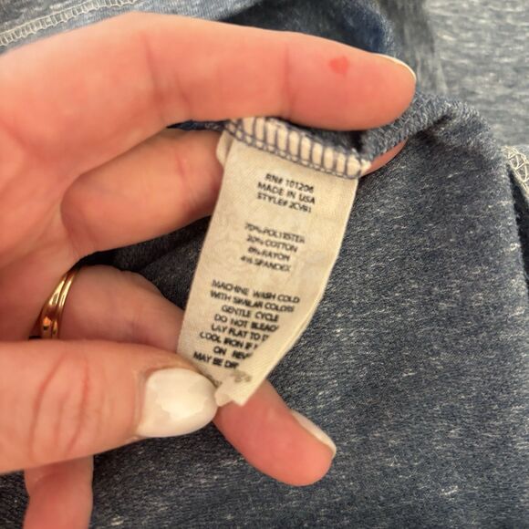 Soft Surroundings Brinley Cowl Button Collar Blue Heathered Sweater Womens Large - Picture 8 of 8